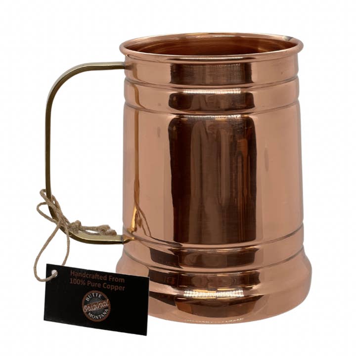 Butte Copper Company - Wholesale Beer Glass/Mug - Shiny Copper Tankard 22oz.0