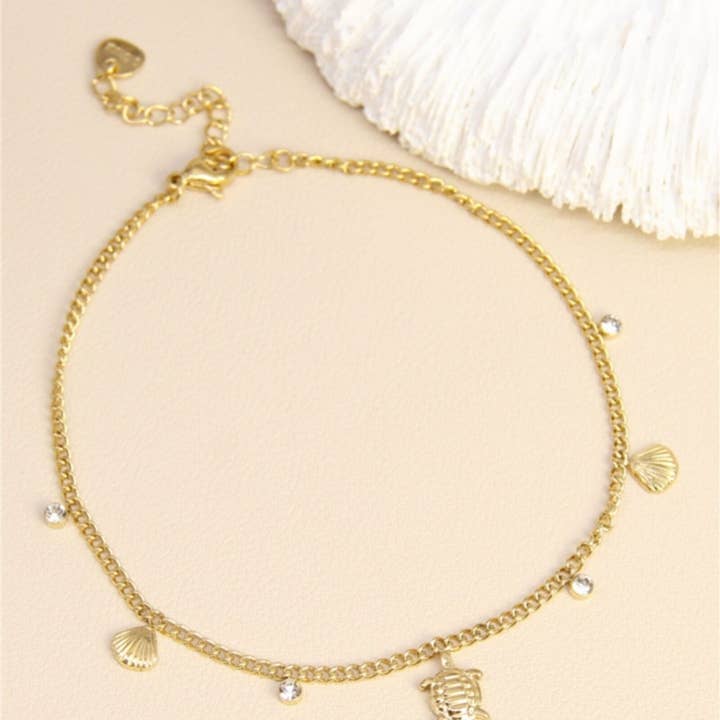 BELLISSIMA BIJOUX - Wholesale Anklet - Golden Turtle Ankle Chain – Stainless Steel0