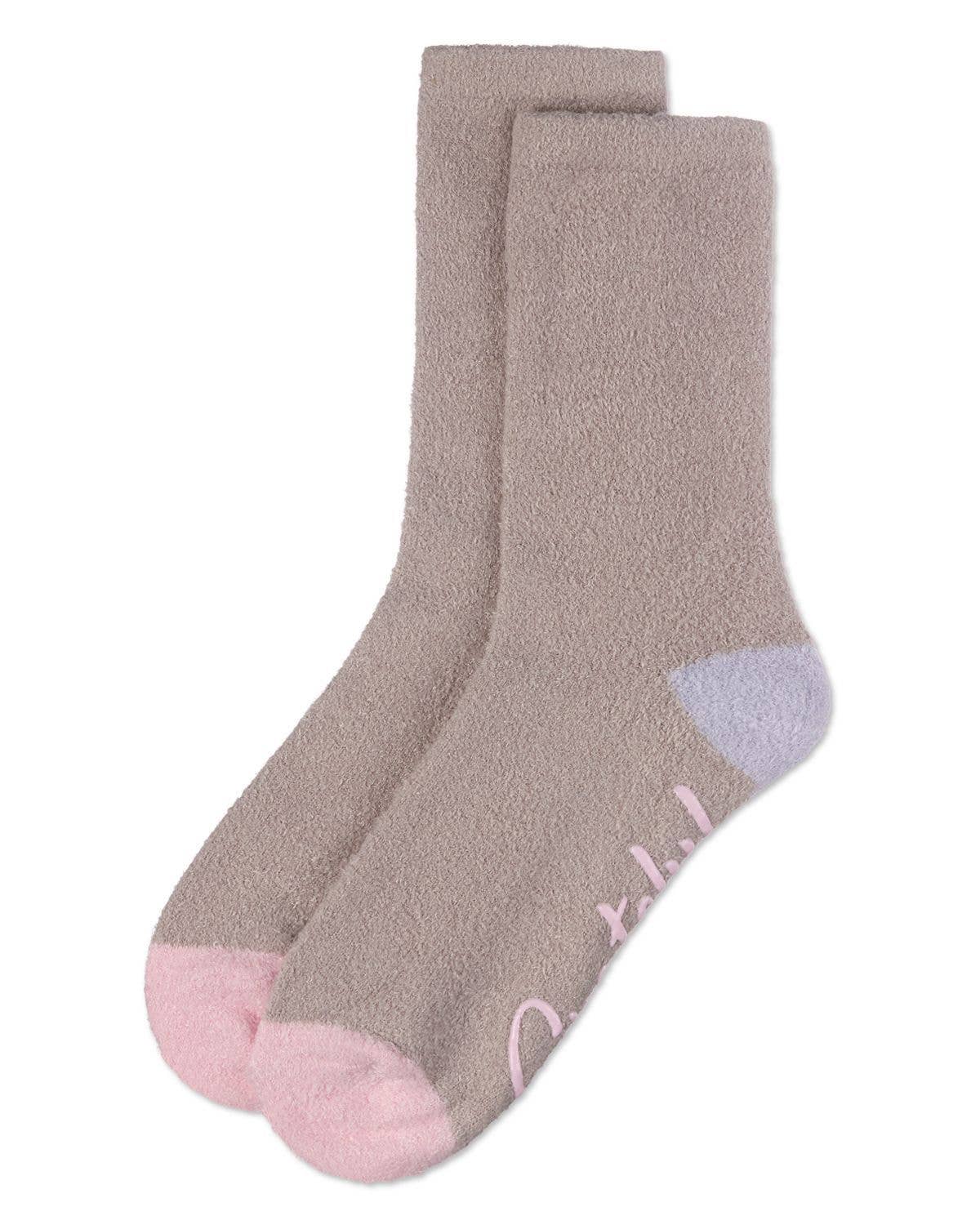 Infinity Classics International Inc. - Wholesale Socks - Women's - Contrast Heel & Toe Non-Skid Aloe Infused Crew2