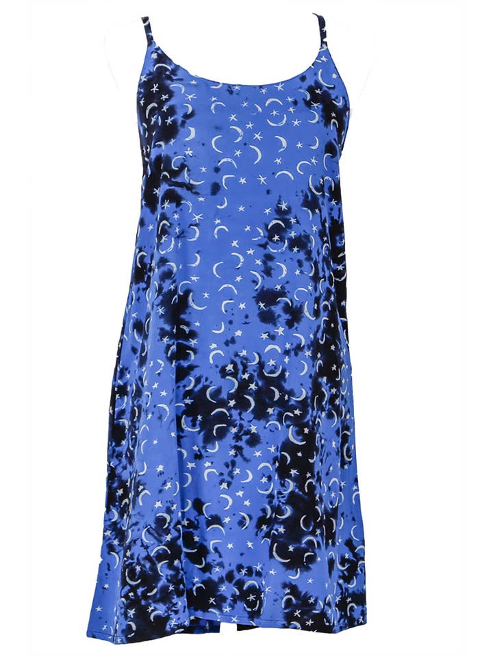 Sunshine Joy – wholesale Dress – Women's – Slip Dress W Adjustable Straps Blue Moons Dye By Hary Dary
