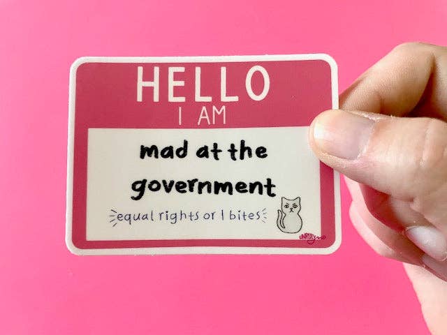 Unruly Wit - Wholesale Sticker - Hello, I Am Mad at the Government 3" Vinyl Sticker0