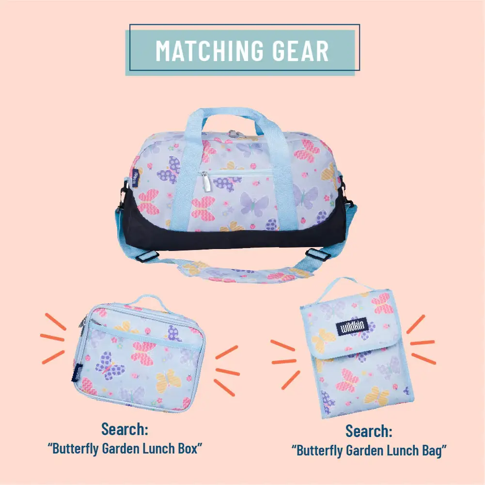 Wildkin – Engroshandel Weekendtaske – Børn – Butterfly Garden Overnighter Rejsetaske6