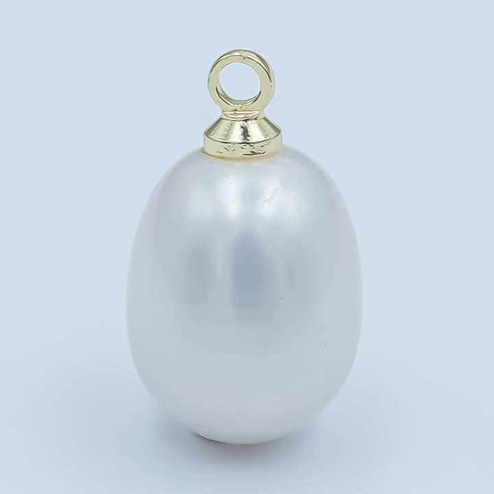 24K Gold Filled 14mm White Freshwater Pearl Charm | P1650 for wholesale by Aim Eternal