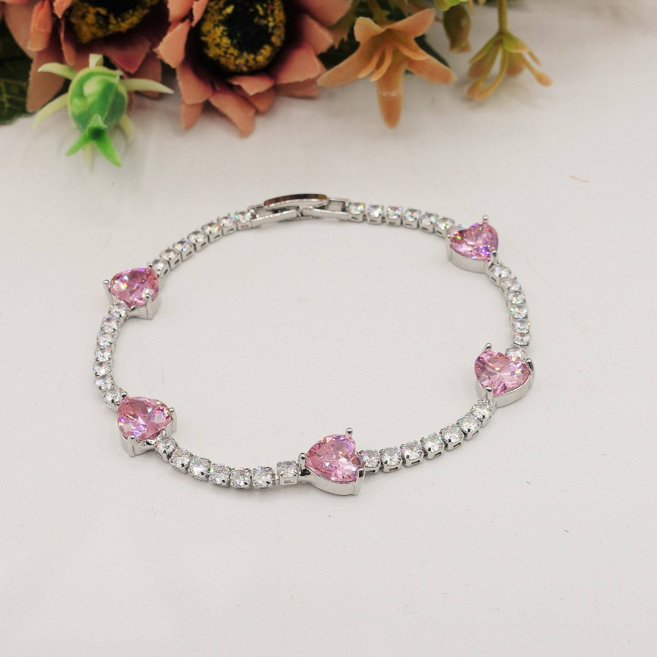 Daemon srls - Wholesale Tennis Bracelet - CORINNE - bracciale tennis cuori alternati con cubic zirconia5