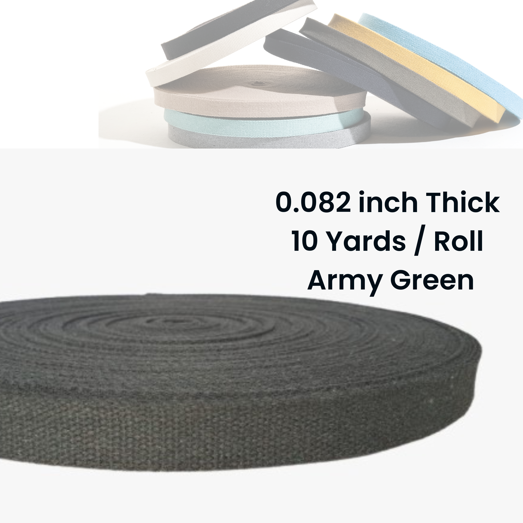 Dream Trimming Goods LLC - Wholesale Craft Supplies - 1" x 10 Yard Army Green Heavy Cotton Webbing for Sewing Roll2