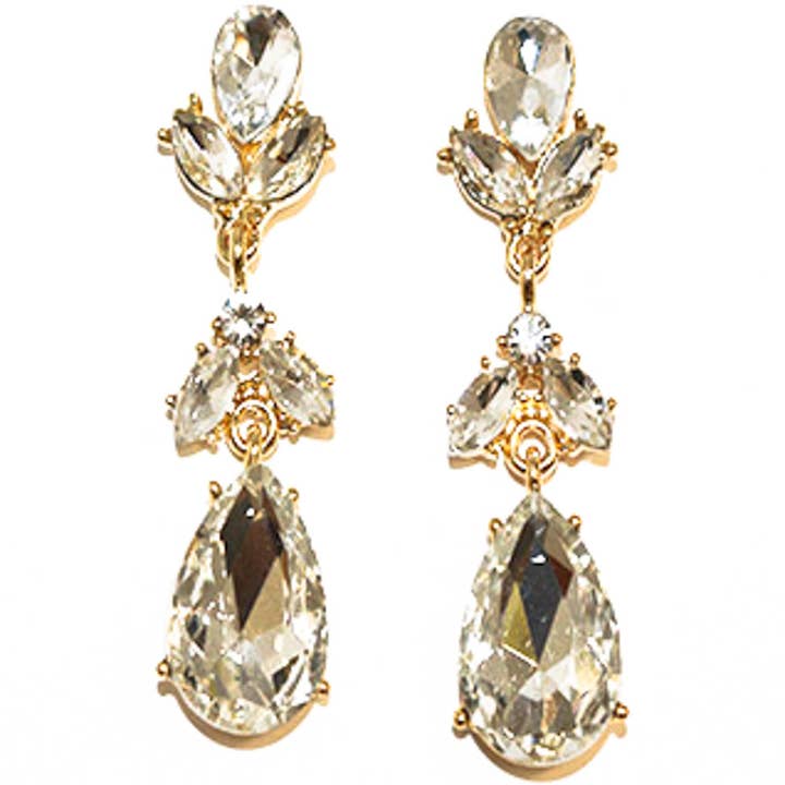 anbfashion - Wholesale Dangle Earrings - ELEGANT TEARDROP STONE EVENING EARRING FE-1251