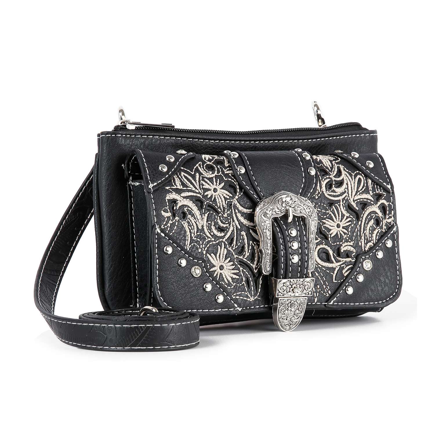 Black Western Buckle Design Petite Crossbody Sling for wholesale on Faire1