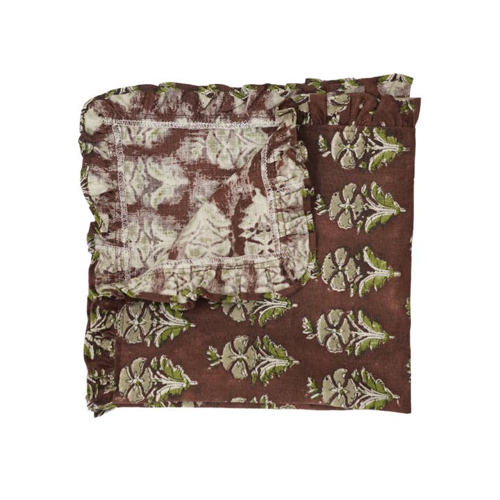 Fabdivine - Wholesale Dinner & Cloth Napkin - Modern Block Printed Table Set Of 4 Frill Napkin - Mor Mukut4