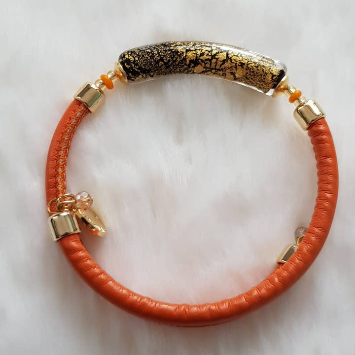 Pulsera de tubo naranja de Murano para venta al por mayor de les secrets de Louisette
