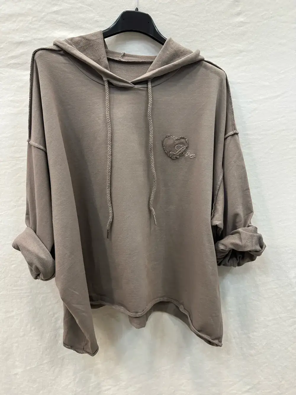 Mimi & Gogo – Großhandel Sweatshirt – Damen – Besticktes Patchwork-Sweatshirt Love, Einheitsgröße2