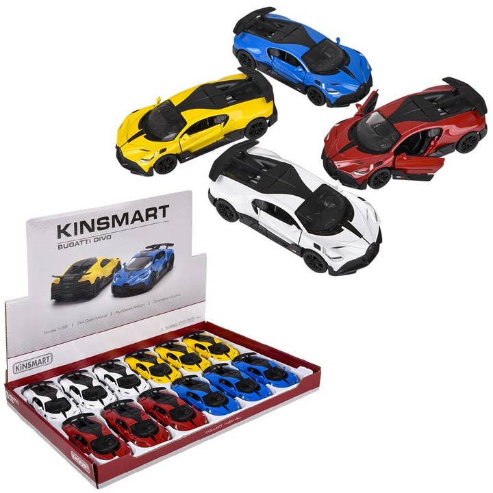 5" Diecast Pull Back Bugatti Divo 12/Display for wholesale by The Toy Network