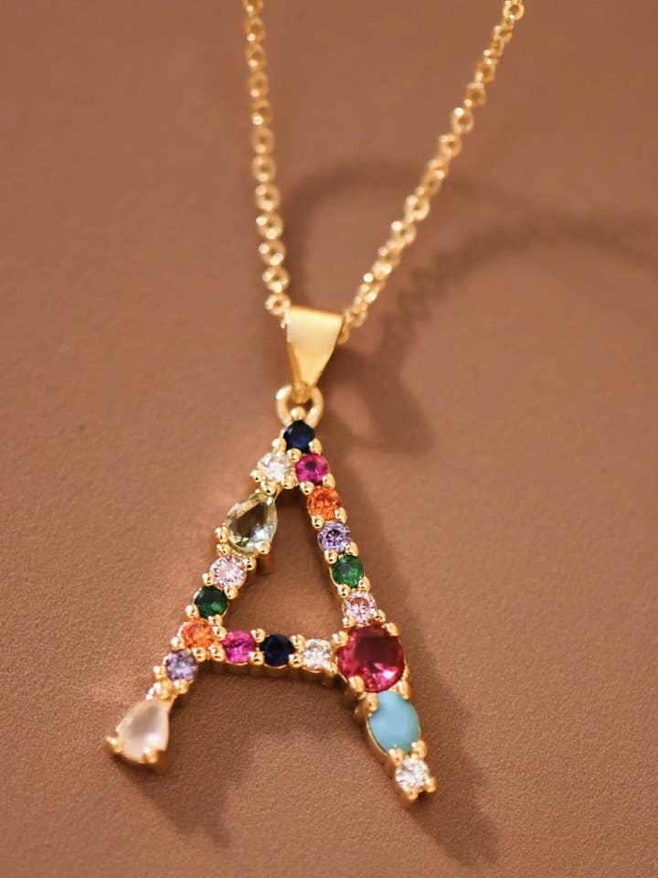 Stainless Steel Chain Initial Necklace, Copper Pendant - 0061 for wholesale by Mia Accessories