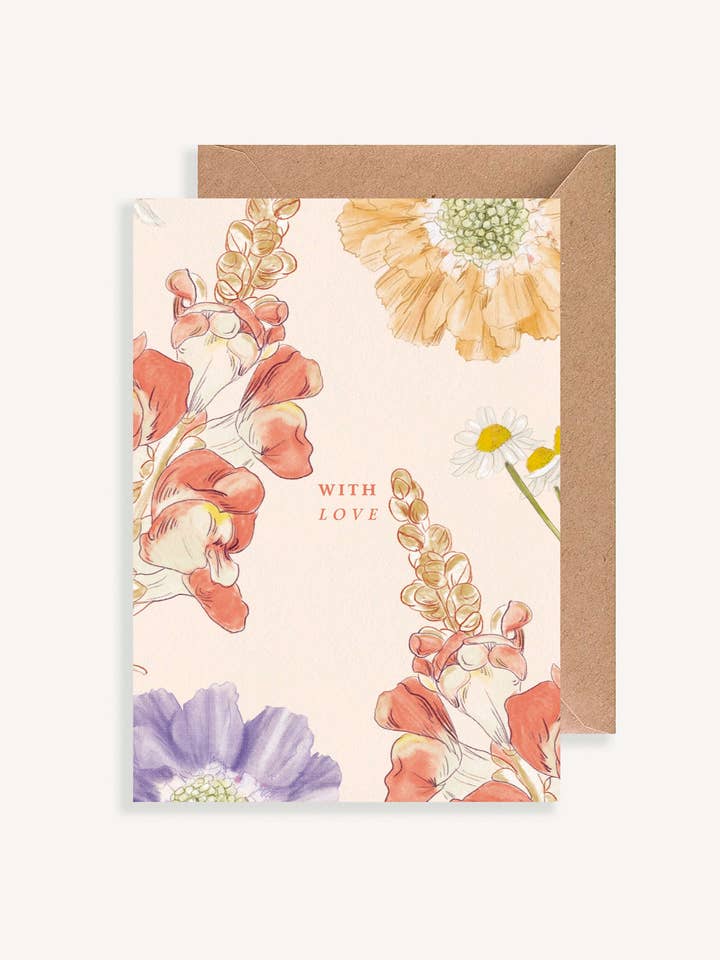 Illustreret postkort - med kuvert - juli for engroshandel hos Septembre Papeterie