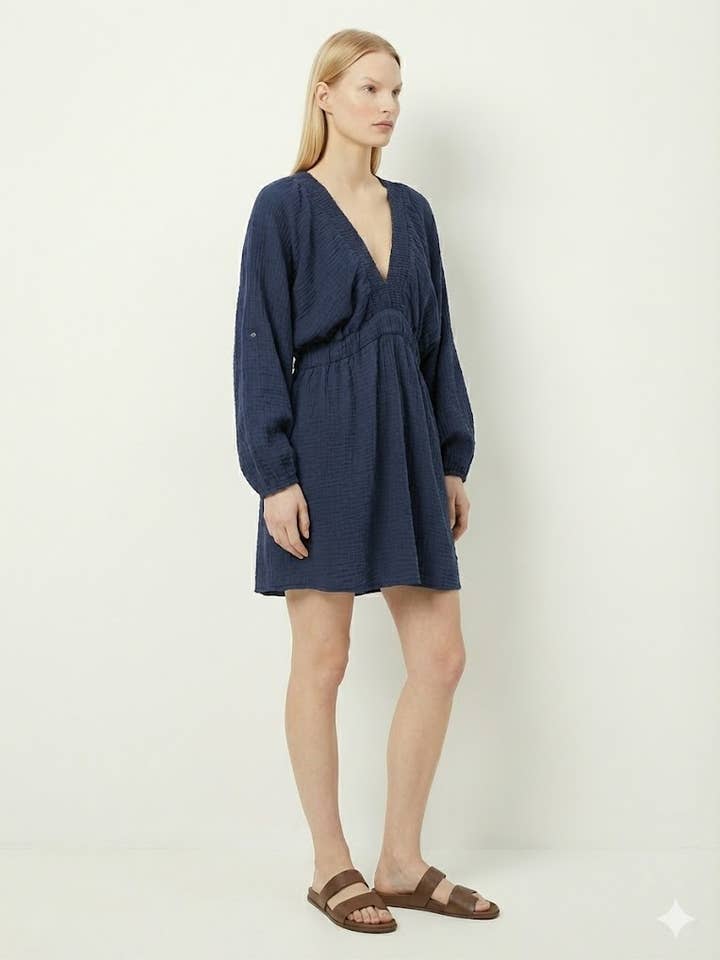 Colette bomuldsgaze tunika med puffede ærmer for engroshandel hos Mimi & Gogo