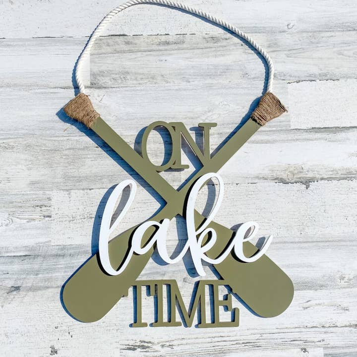 On Lake Time 3D Word Cutout, Lake House Decor, Nautical for wholesale by B-Cozy Home Decor