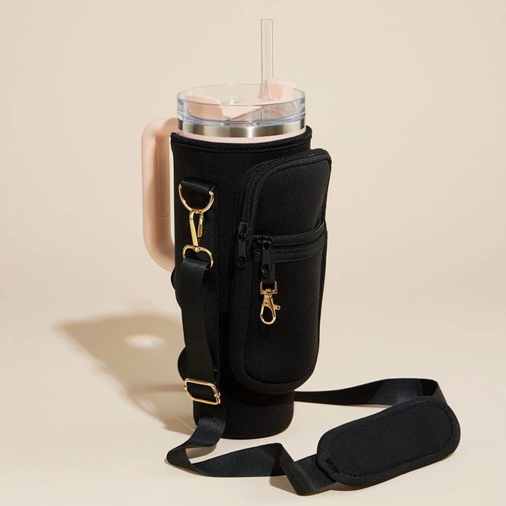 Sensibling Corp. - Wholesale Insulated Mug/Tumbler - Solid Tumbler Carrier Holder Geometric Pattern Strap Crossbody Bag2