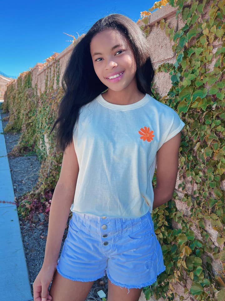 Sweet Soul - Wholesale Screen Printed T-Shirt - Kids - Have more fun retro floral front back tween graphic tee