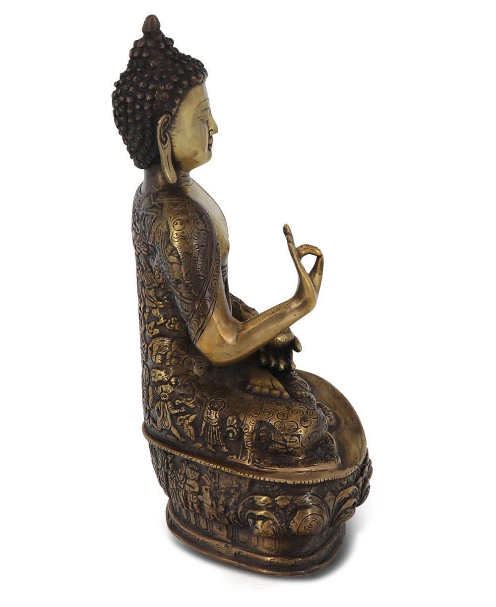 Buddha Groove - Vente Figurine décorative - Statue en laiton La vie complexe de Bouddha, 12 pouces de haut4