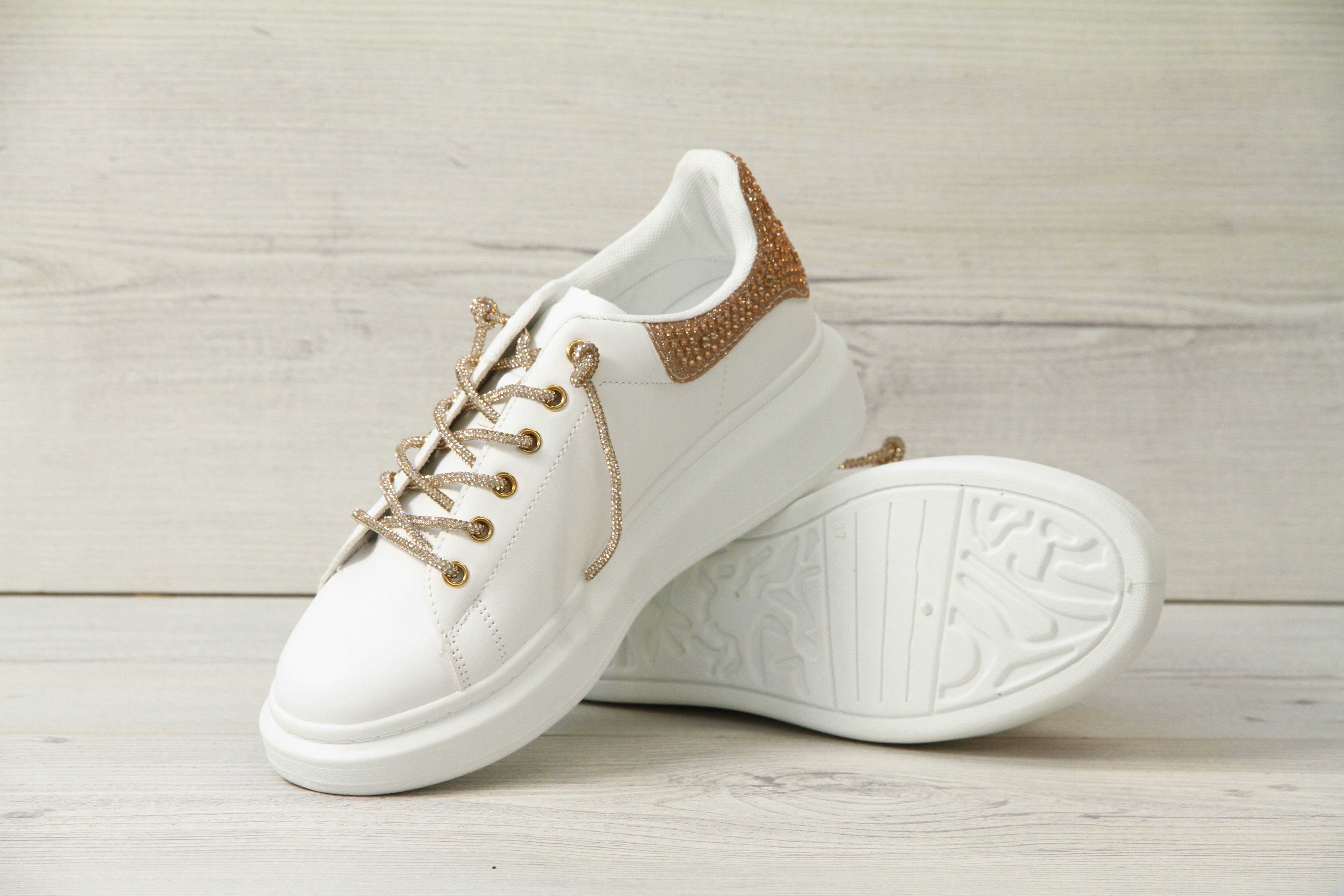 Top Staka – wholesale Lifestyle trainers – Women′s – A2373Women Fashion Glitter Crystal lace up Platform Sneakers6