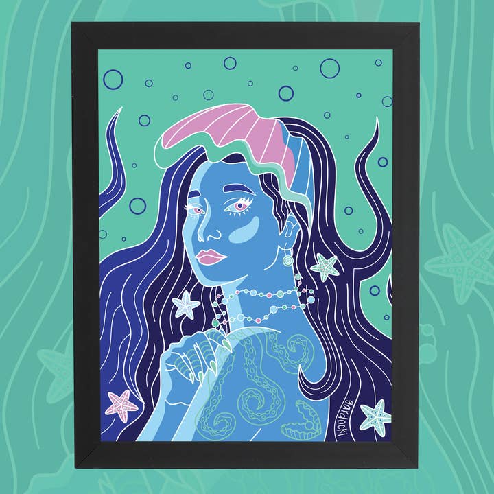 Impressão artística esquecida no fundo do mar, menina com brinco de pérola por atacado de Brianna Gardocki Art