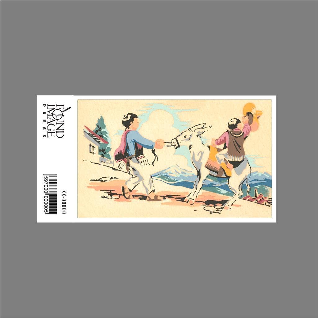 Found Image Press - Wholesale Sticker - Sticker MX-319 Boys Playing with Burro, Mexico1