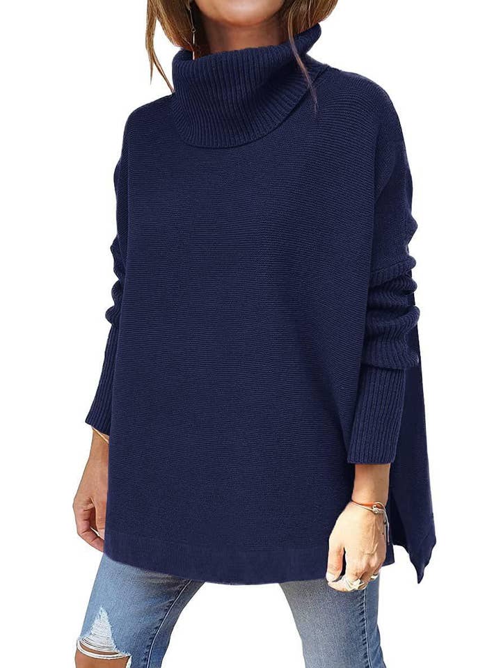 Sweetkama - Wholesale Tunic - Women's - Sweetkama Ladies Solid Long Sleeves Mock Neck Loose Top3