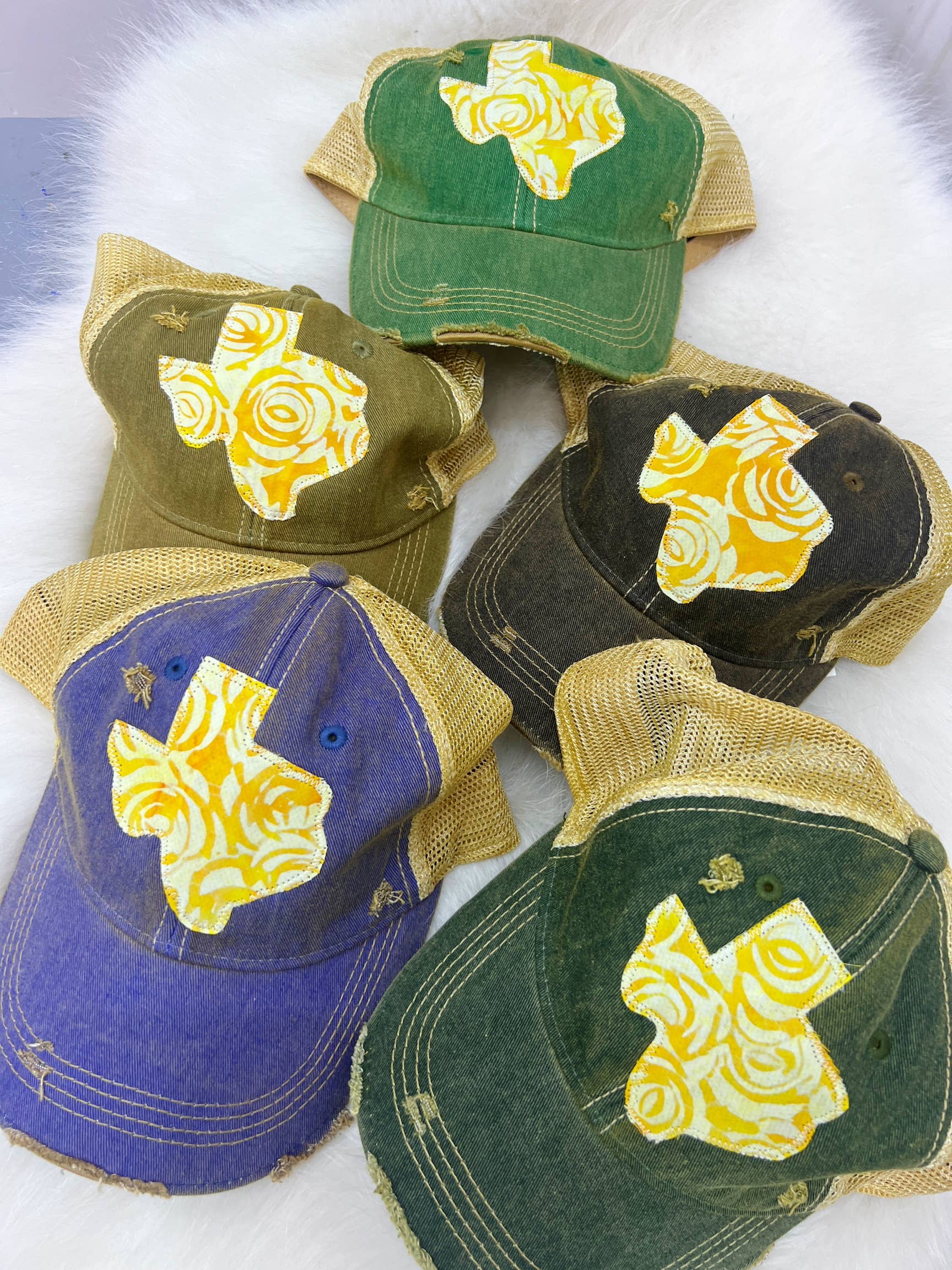 Sweet Texas Treasures - Wholesale Trucker Hat - Unisex - Yellow Rose Dirty Trucker Hat2