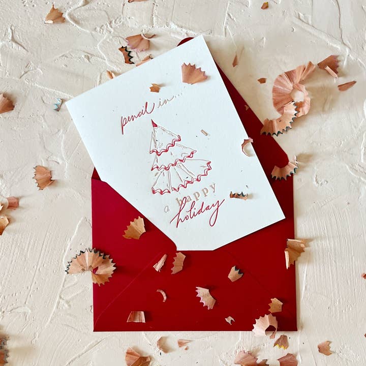Pencil In a Happy Holiday Greeting Card for wholesale by Belle & Union