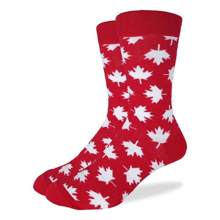 Men's Big & Tall Canada Maple Leaf Socks for wholesale by Good Luck Sock