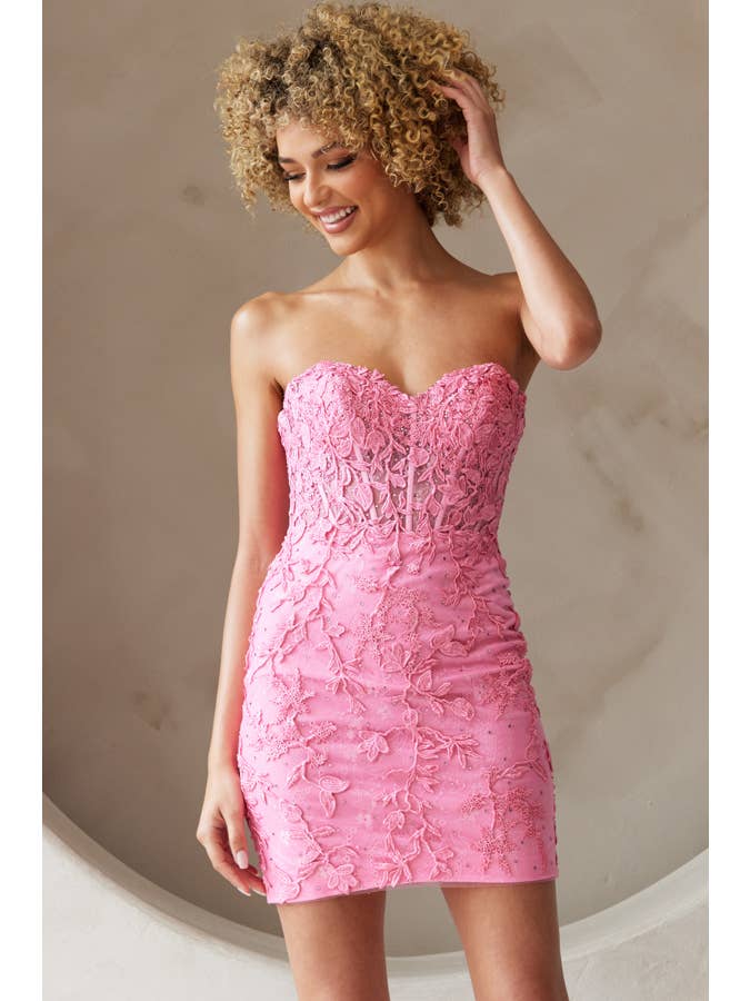 Babyfox Apparel – wholesale Dress – Women's – Strapless Sweetheart Lace Fitted Short Dress0