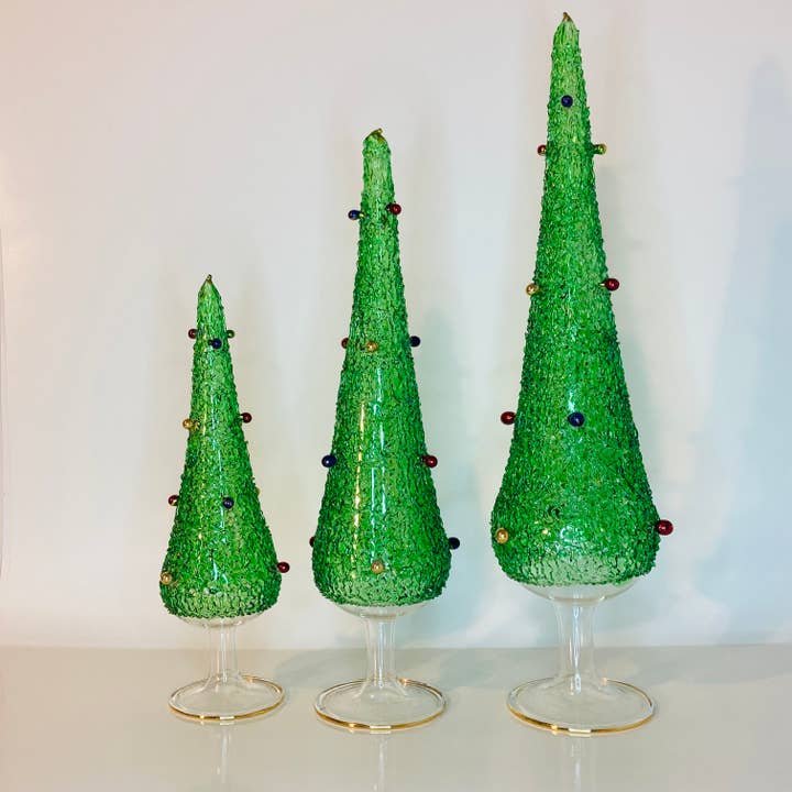 Dandarah - Wholesale Christmas Decoration - Blown Glass Tabletop Christmas Tree Green with Colors