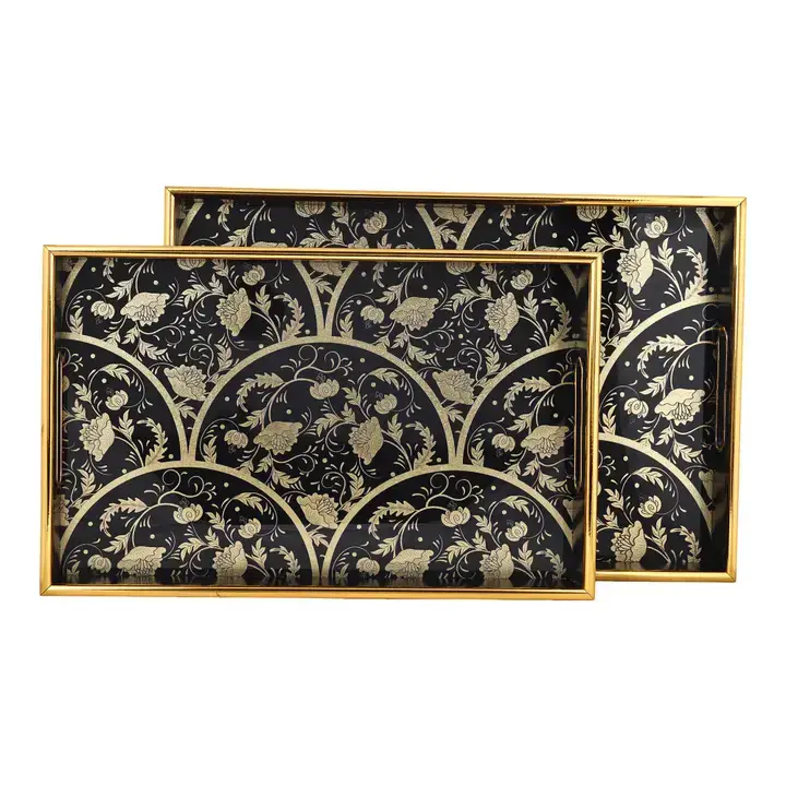 SINT - Wholesale Serving Tray - Vintage Rectangle Serving Tray with Handles- Pack of 29