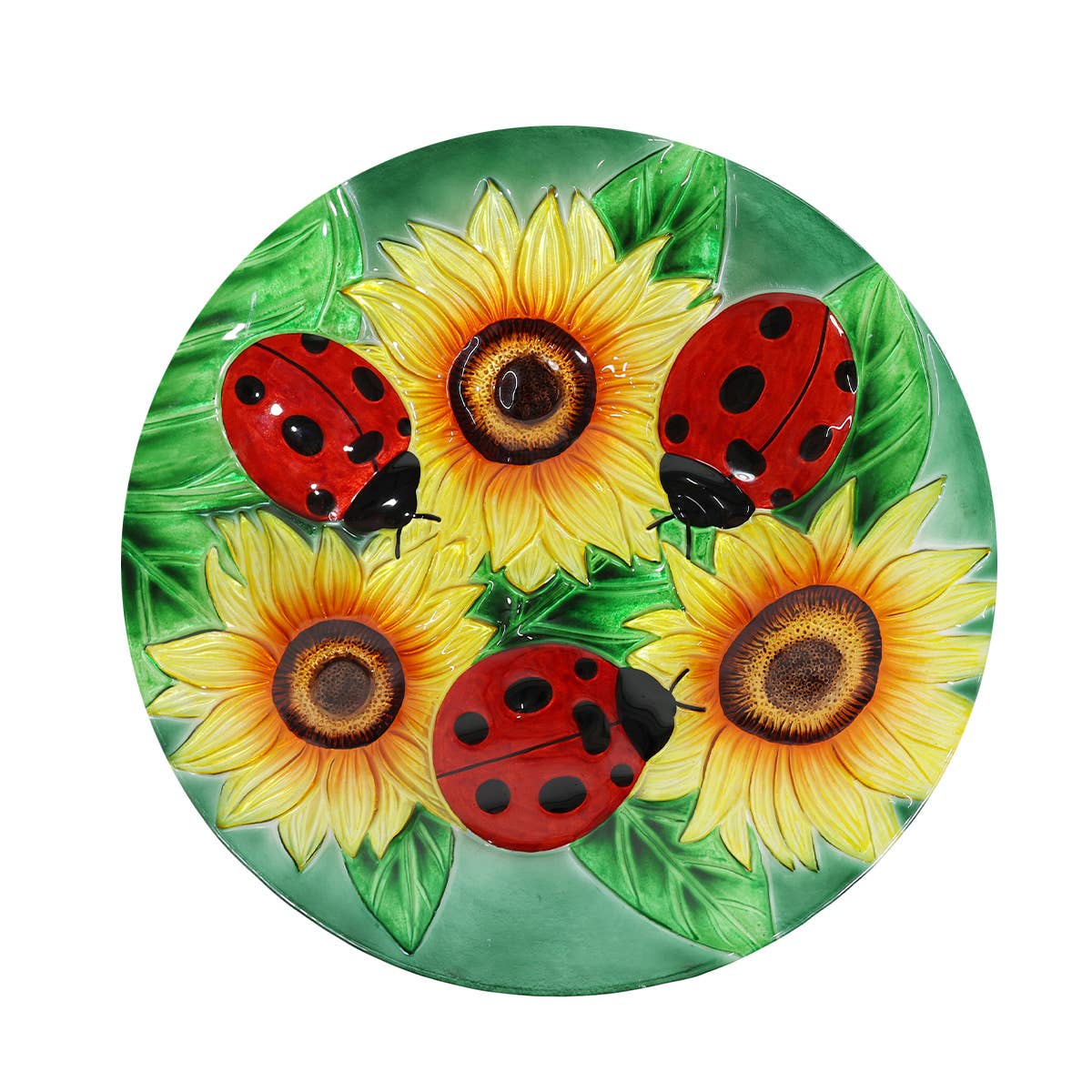 Briarwood Lane - Wholesale Bird Bath - Ladybugs and Sunflowers Glass Birdbath1