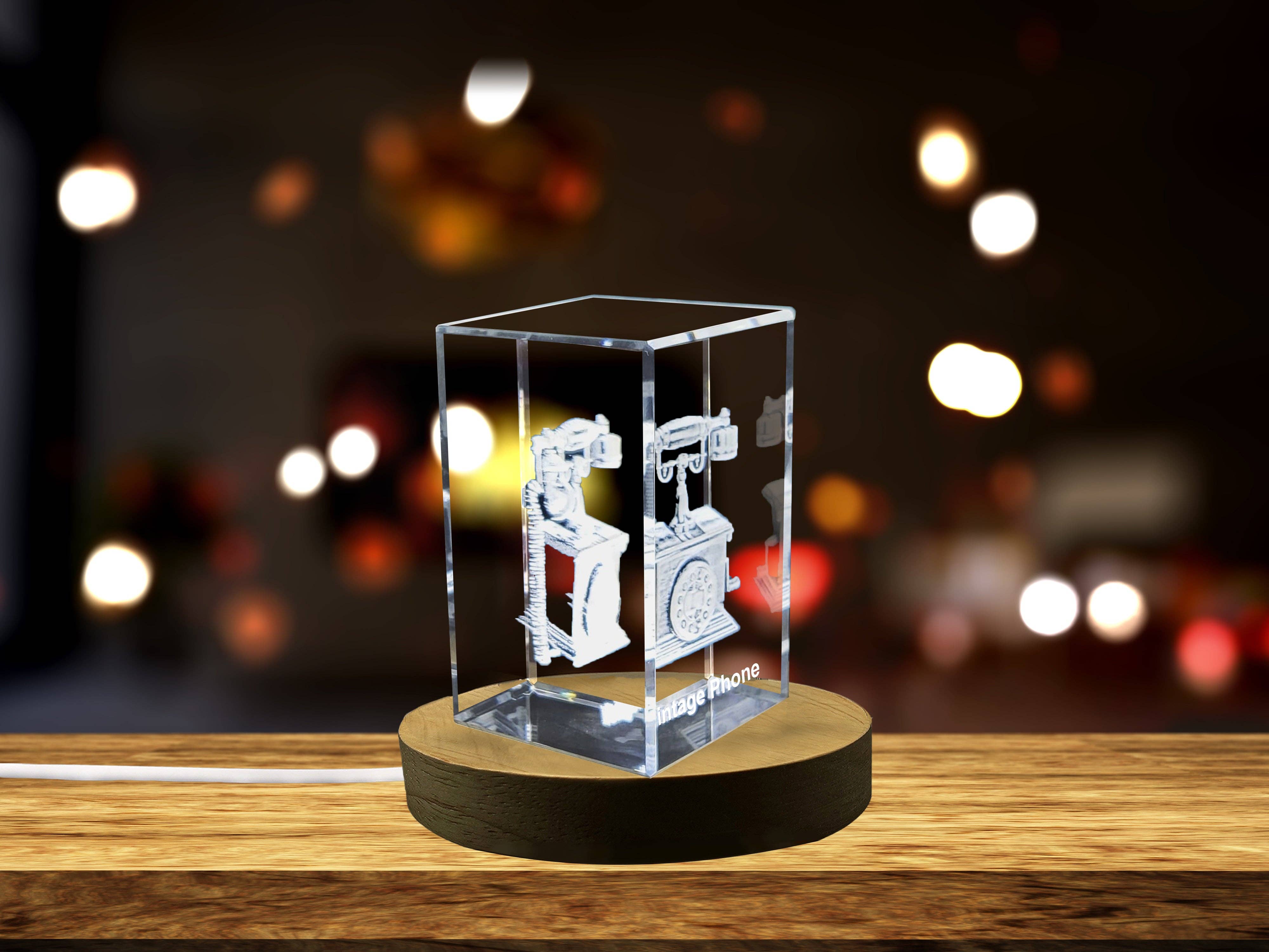 AB Crystal Collection - Wholesale Decorative Tabletop Object - Recognition Collectible Crystal Sculpture Rotary Dial Phone1