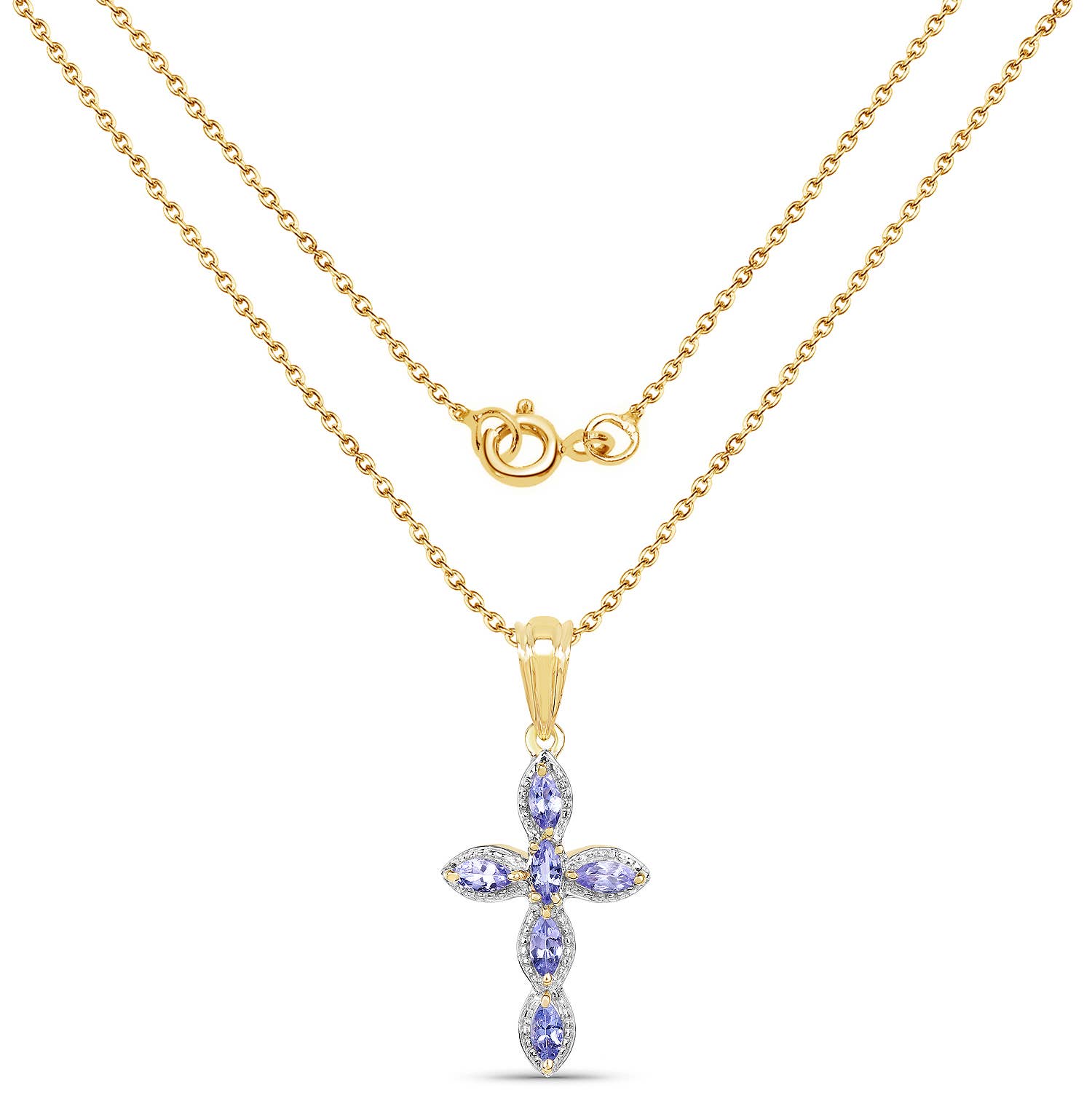 Quintessence Jewelry – wholesale Pendant/charm necklace – Tanzanite Pendant, Natural Tanzanite Cross Pendant Necklace6