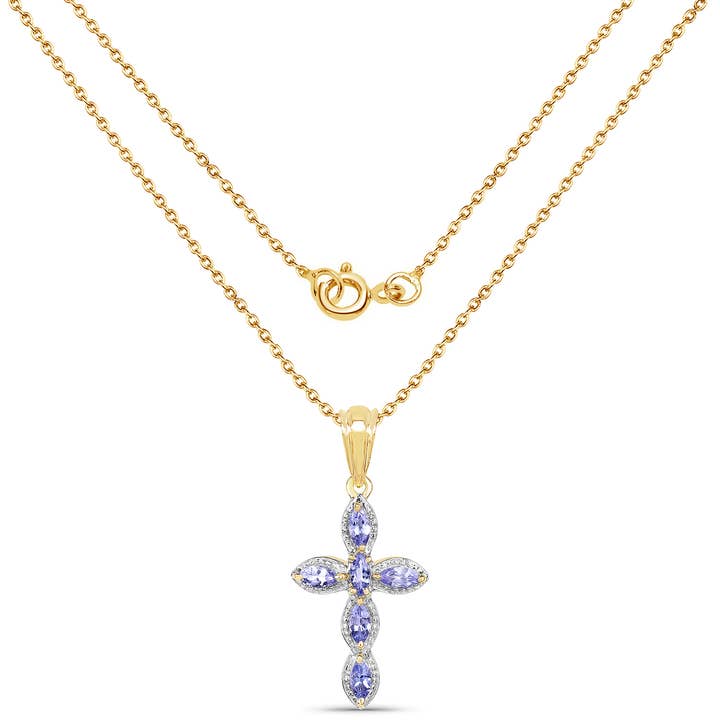 Quintessence Jewelry – wholesale Pendant/charm necklace – Tanzanite Pendant, Natural Tanzanite Cross Pendant Necklace6