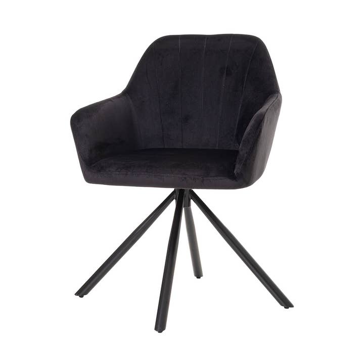 Gdeco – Engroshandel Stol – Claire drejestol med 360º swivel, sort polstring og sorte ben0