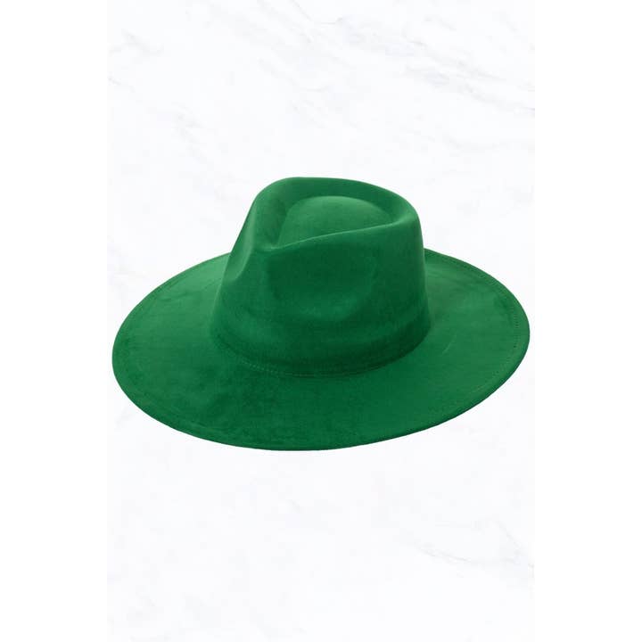 Suzie Q USA - Wholesale Fedora - Women's - Suede Large Eaves Teardrop Top Fedora Hat