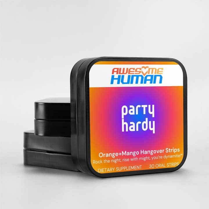 Awesome Human - Vente Supplément oral/vitamine - Party Hardy | Bandes anti-gueule de bois à l'orange et à la mangue