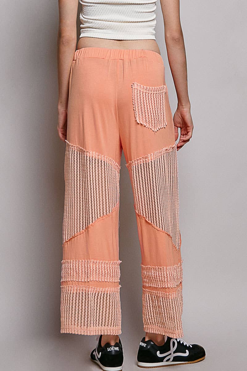Pol Clothing - Wholesale Pants - Women's - Contrast see through elastic waist knit culottes pants2