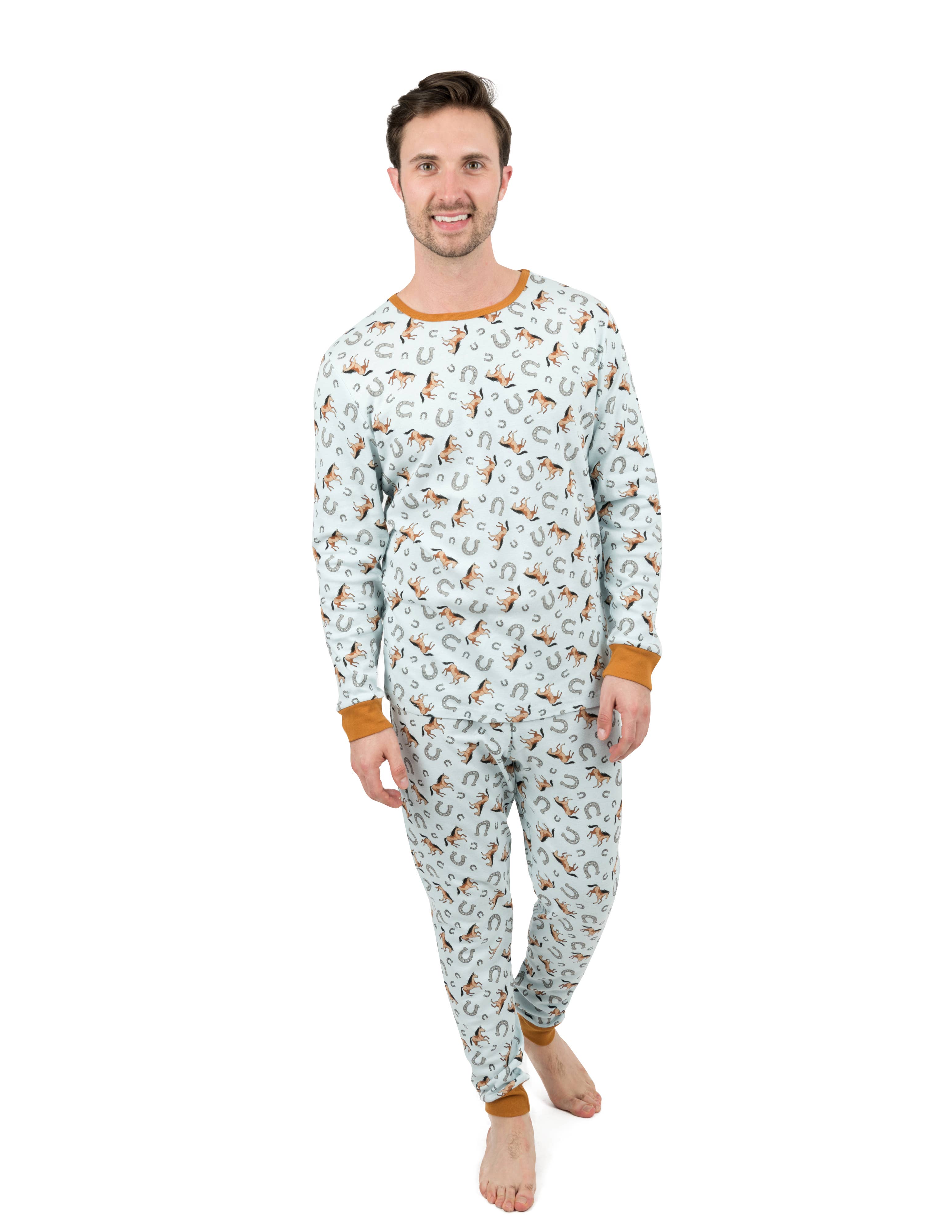 Leveret Pajamas - Wholesale Sleepwear Set - Men's - Mens Two Piece Cotton Pajamas Print2