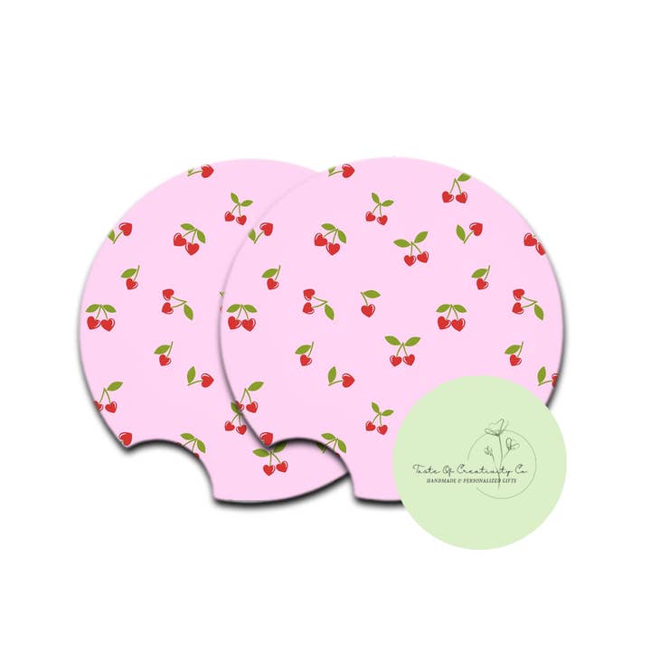 Ensemble de sous-verres de voiture "Doux comme une cerise", Accessoire de voiture, Cadeau pour elle pour la vente par Taste of Creativity CO.