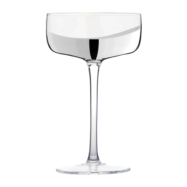 Anton Studio Designs - Wholesale Champagne Flute - Set of 2 Wave Silver Champagne Coupe Glasses