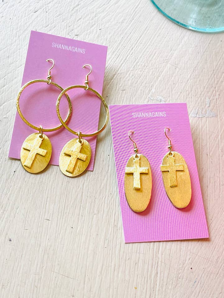 Layered Cross Earrings for wholesale by ShannAgains Jewels