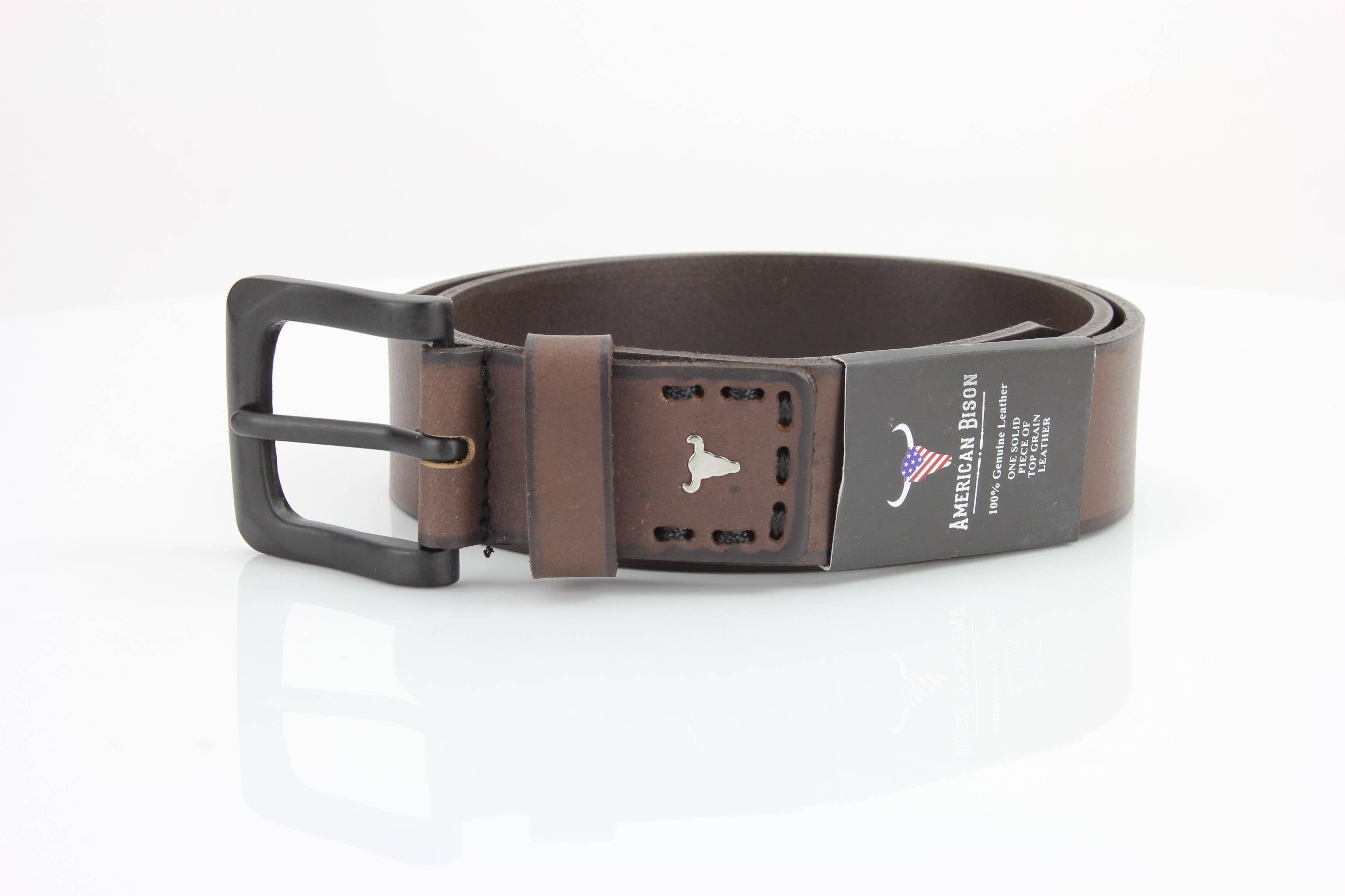 Leather Impressions Inc - Vente Ceinture – unisexe - Ceinture en cuir classique avec coutures fines et logo - ABB 01010