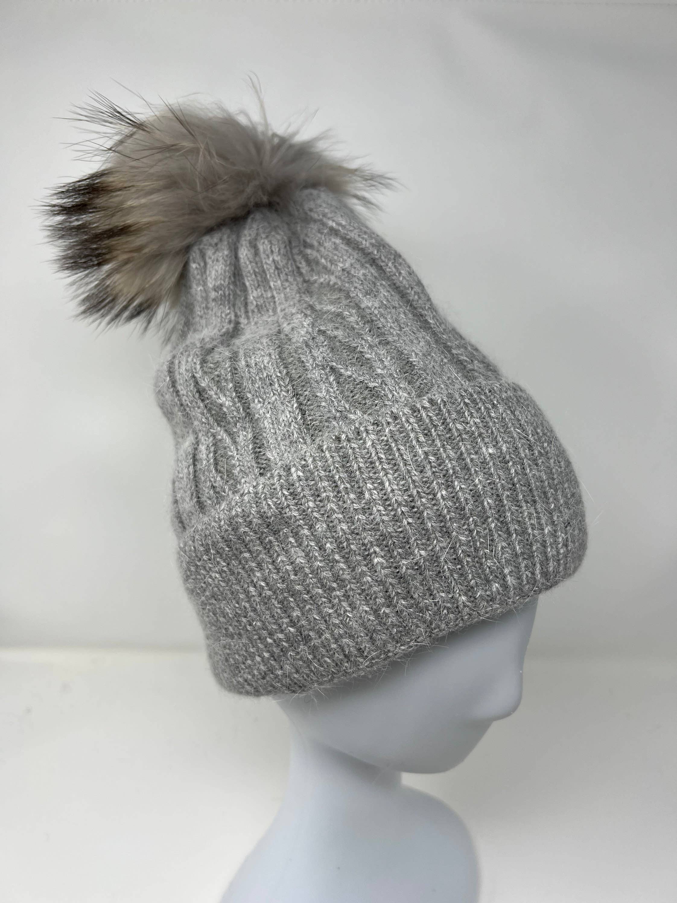 FanakoStudioNYC - Wholesale Beanie - Women's - New, Cashmere Beanie Hat For Winter, Angora Fur Beanie, Fox Fur Pompom.christmas Gift3
