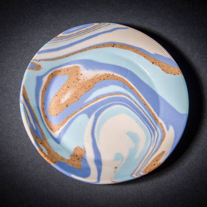 Trinket Dish - Blue & Speckle 4.5" for wholesale by Messy Jessy Ceramics