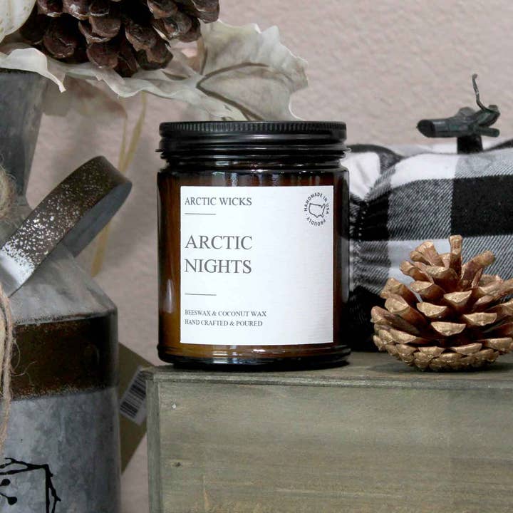 Arctic Wicks LLC - Wholesale Jar/Filled Candle - Arctic Nights Scented Candle | 7.2oz Natural Coconut & Beeswax