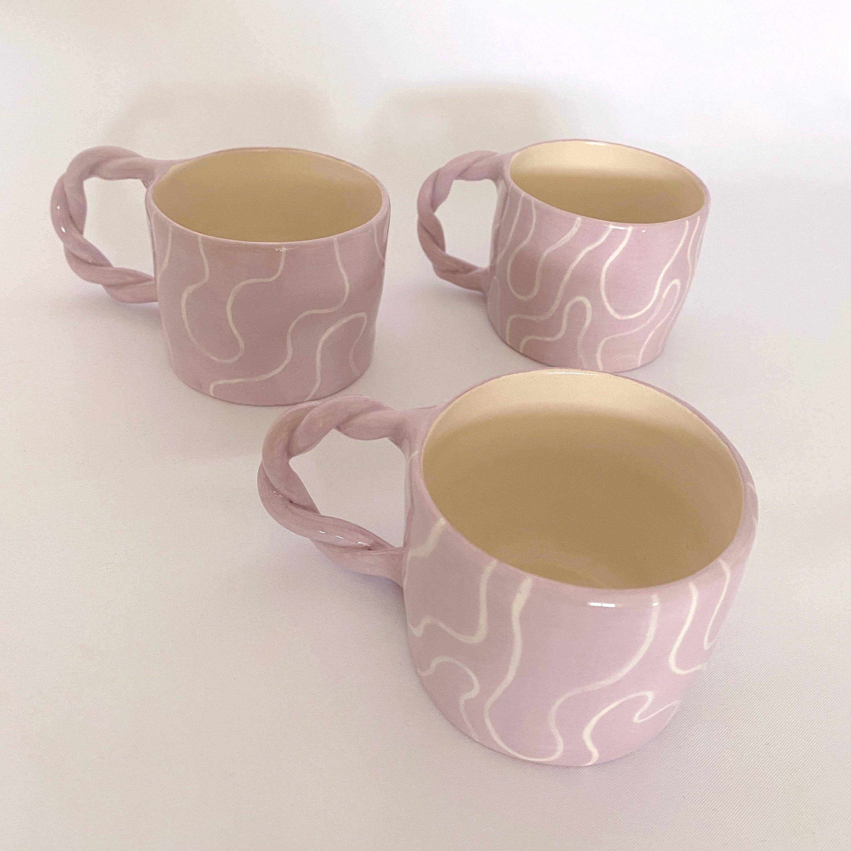 Pipa and Happy - Wholesale Coffee Mug - Lila Mug – Handmade Ceramic Cup with Braided Handle (120 ml)2