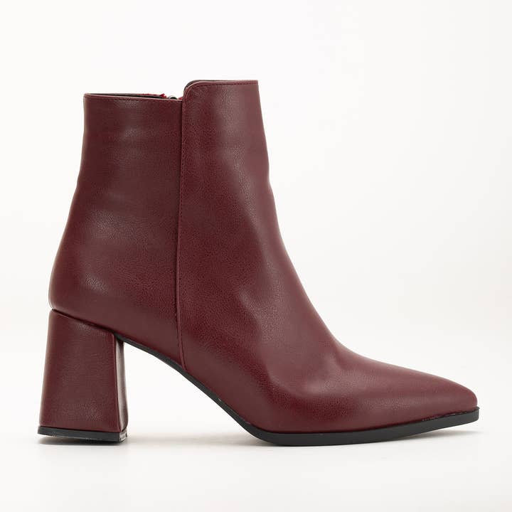 Edith - Bottines mates bordeaux pour la vente par Prologue Shoes